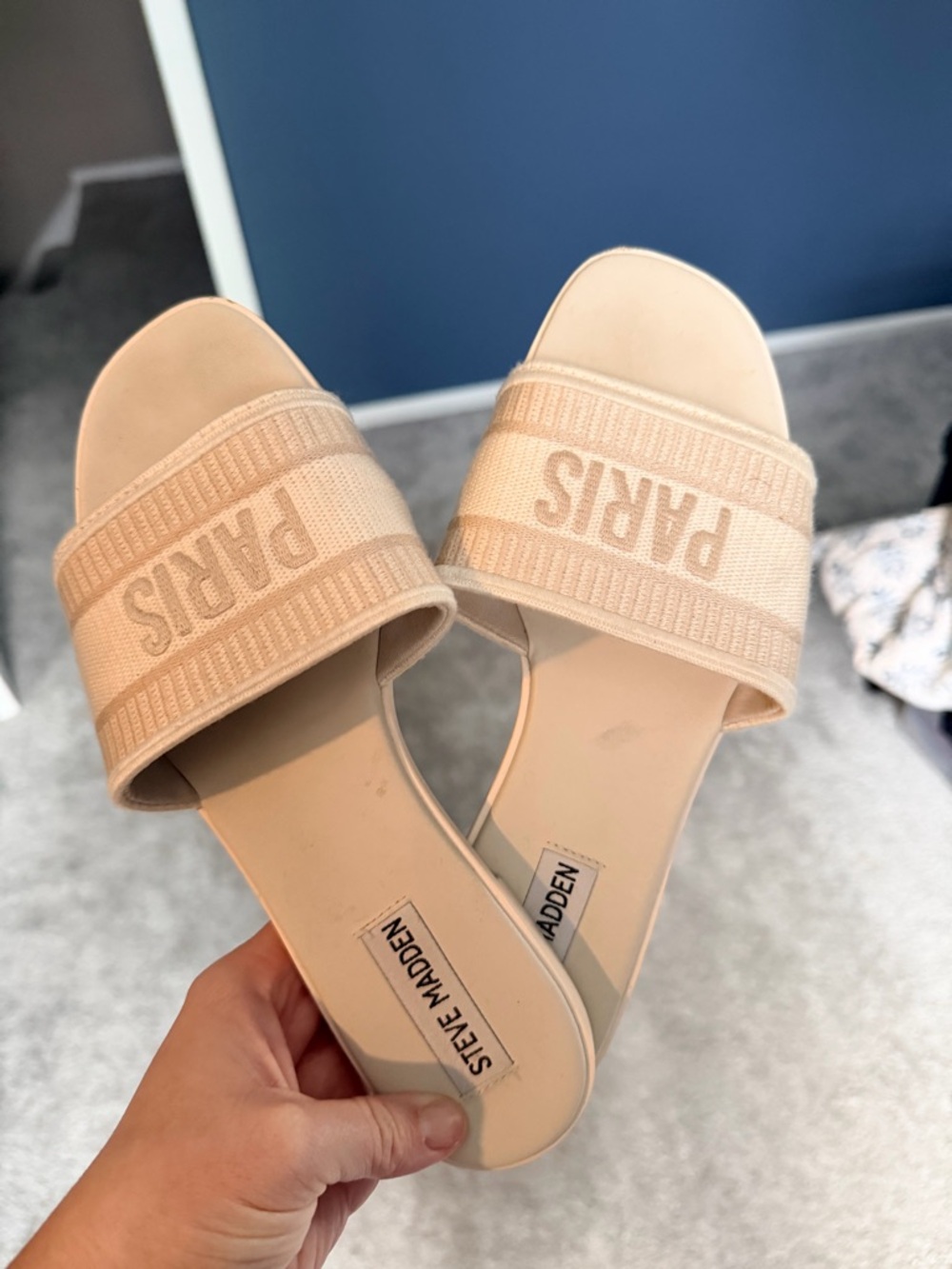 Steve Madden Beige 'PARIS' Slide Sandals